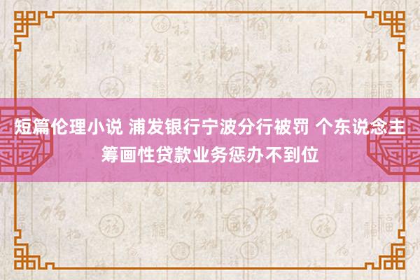 短篇伦理小说 浦发银行宁波分行被罚 个东说念主筹画性贷款业务惩办不到位