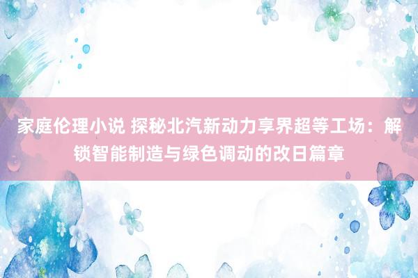 家庭伦理小说 探秘北汽新动力享界超等工场：解锁智能制造与绿色调动的改日篇章