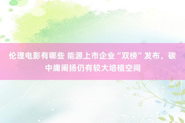 伦理电影有哪些 能源上市企业“双榜”发布，碳中庸阐扬仍有较大培植空间