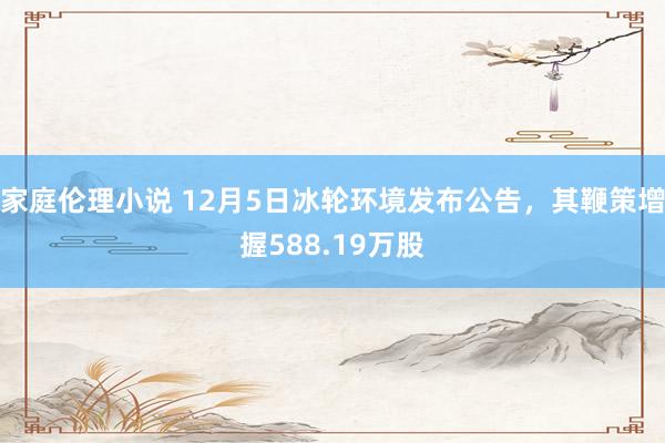 家庭伦理小说 12月5日冰轮环境发布公告，其鞭策增握588.19万股