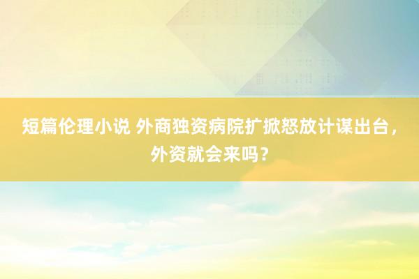 短篇伦理小说 外商独资病院扩掀怒放计谋出台，外资就会来吗？
