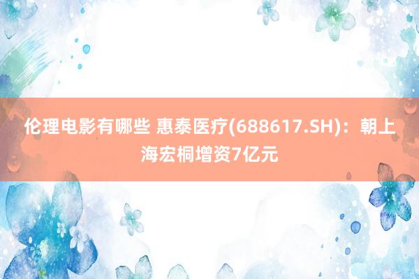 伦理电影有哪些 惠泰医疗(688617.SH)：朝上海宏桐增资7亿元