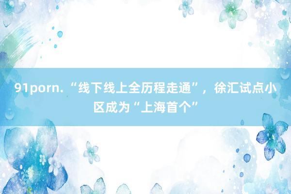 91porn. “线下线上全历程走通”，徐汇试点小区成为“上海首个”