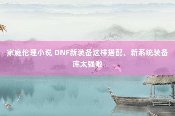 家庭伦理小说 DNF新装备这样搭配，新系统装备库太强啦