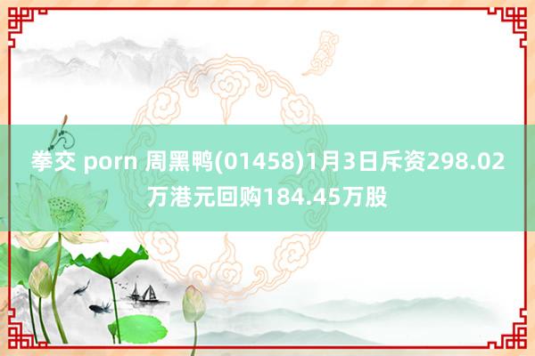 拳交 porn 周黑鸭(01458)1月3日斥资298.02万港元回购184.45万股