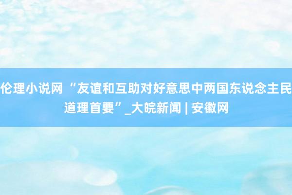 伦理小说网 “友谊和互助对好意思中两国东说念主民道理首要”_大皖新闻 | 安徽网