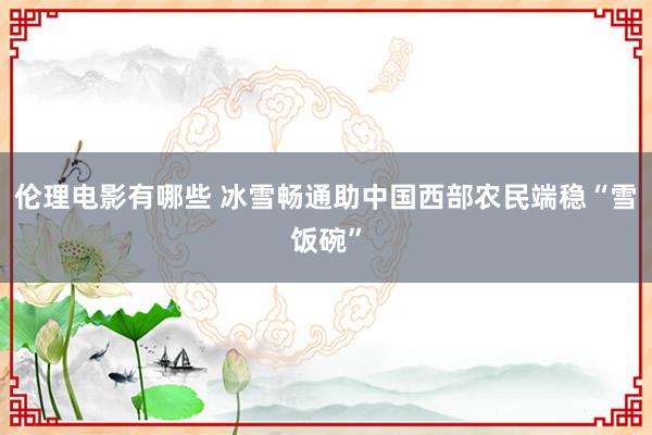 伦理电影有哪些 冰雪畅通助中国西部农民端稳“雪饭碗”
