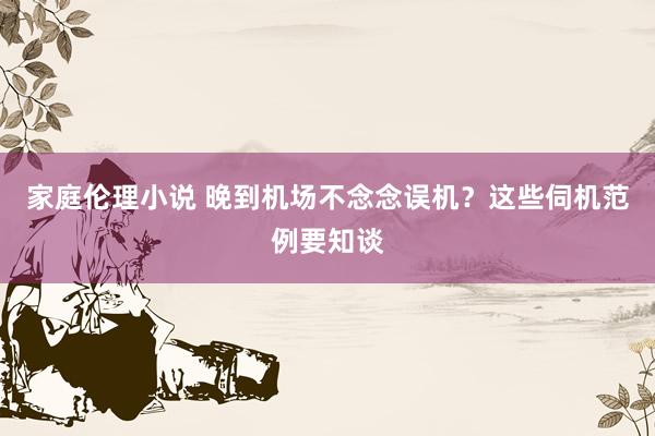 家庭伦理小说 晚到机场不念念误机？这些伺机范例要知谈