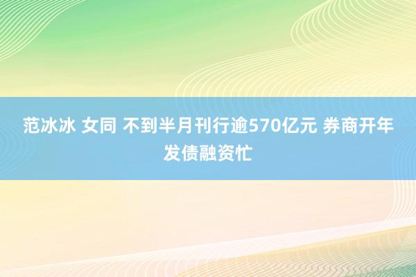 范冰冰 女同 不到半月刊行逾570亿元 券商开年发债融资忙