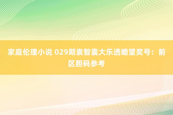 家庭伦理小说 029期袁智囊大乐透瞻望奖号：前区胆码参考