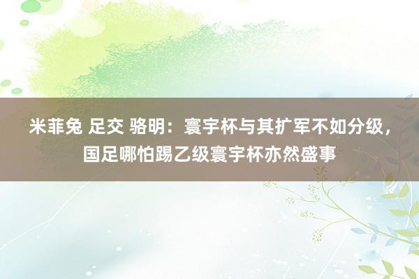米菲兔 足交 骆明：寰宇杯与其扩军不如分级，国足哪怕踢乙级寰宇杯亦然盛事
