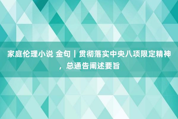 家庭伦理小说 金句｜贯彻落实中央八项限定精神，总通告阐述要旨