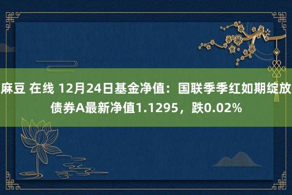 麻豆 在线 12月24日基金净值：国联季季红如期绽放债券A最新净值1.1295，跌0.02%