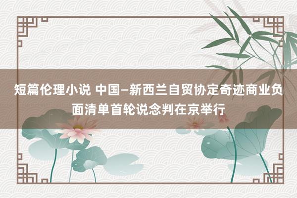 短篇伦理小说 中国—新西兰自贸协定奇迹商业负面清单首轮说念判在京举行