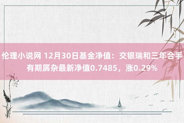 伦理小说网 12月30日基金净值：交银瑞和三年合手有期羼杂最新净值0.7485，涨0.29%
