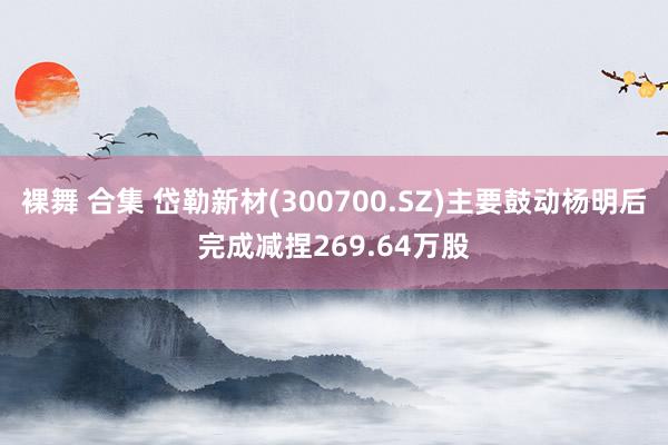 裸舞 合集 岱勒新材(300700.SZ)主要鼓动杨明后完成减捏269.64万股