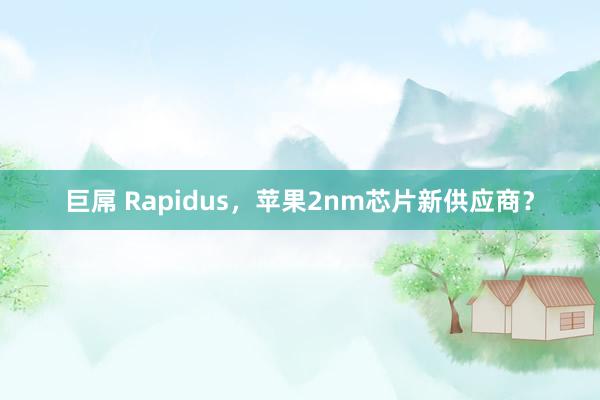 巨屌 Rapidus，苹果2nm芯片新供应商？