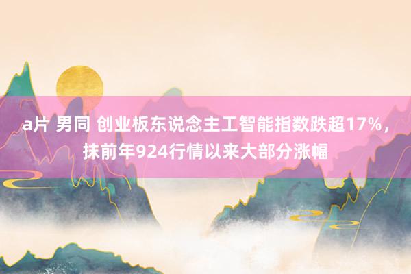 a片 男同 创业板东说念主工智能指数跌超17%，抹前年924行情以来大部分涨幅