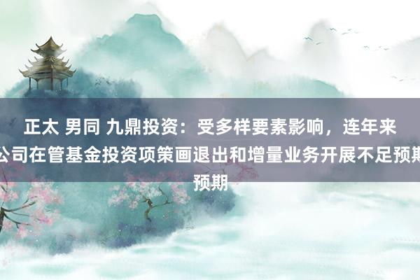 正太 男同 九鼎投资：受多样要素影响，连年来公司在管基金投资项策画退出和增量业务开展不足预期
