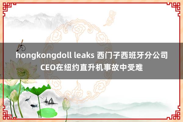 hongkongdoll leaks 西门子西班牙分公司CEO在纽约直升机事故中受难