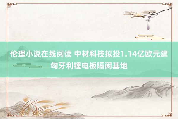 伦理小说在线阅读 中材科技拟投1.14亿欧元建匈牙利锂电板隔阂基地