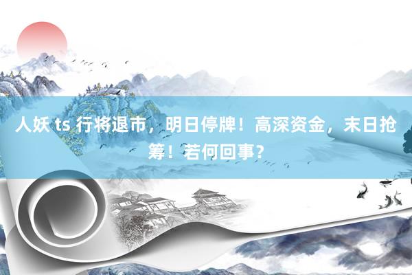 人妖 ts 行将退市，明日停牌！高深资金，末日抢筹！若何回事？