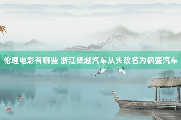伦理电影有哪些 浙江极越汽车从头改名为枫盛汽车